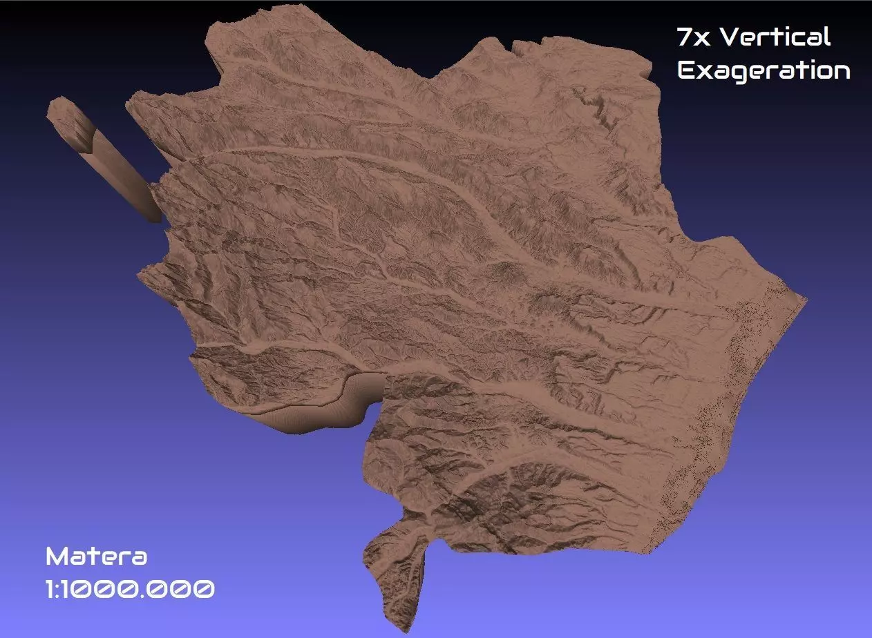 Italy 3D Map of Matera Provice 1 to 1000000 3D print model_0