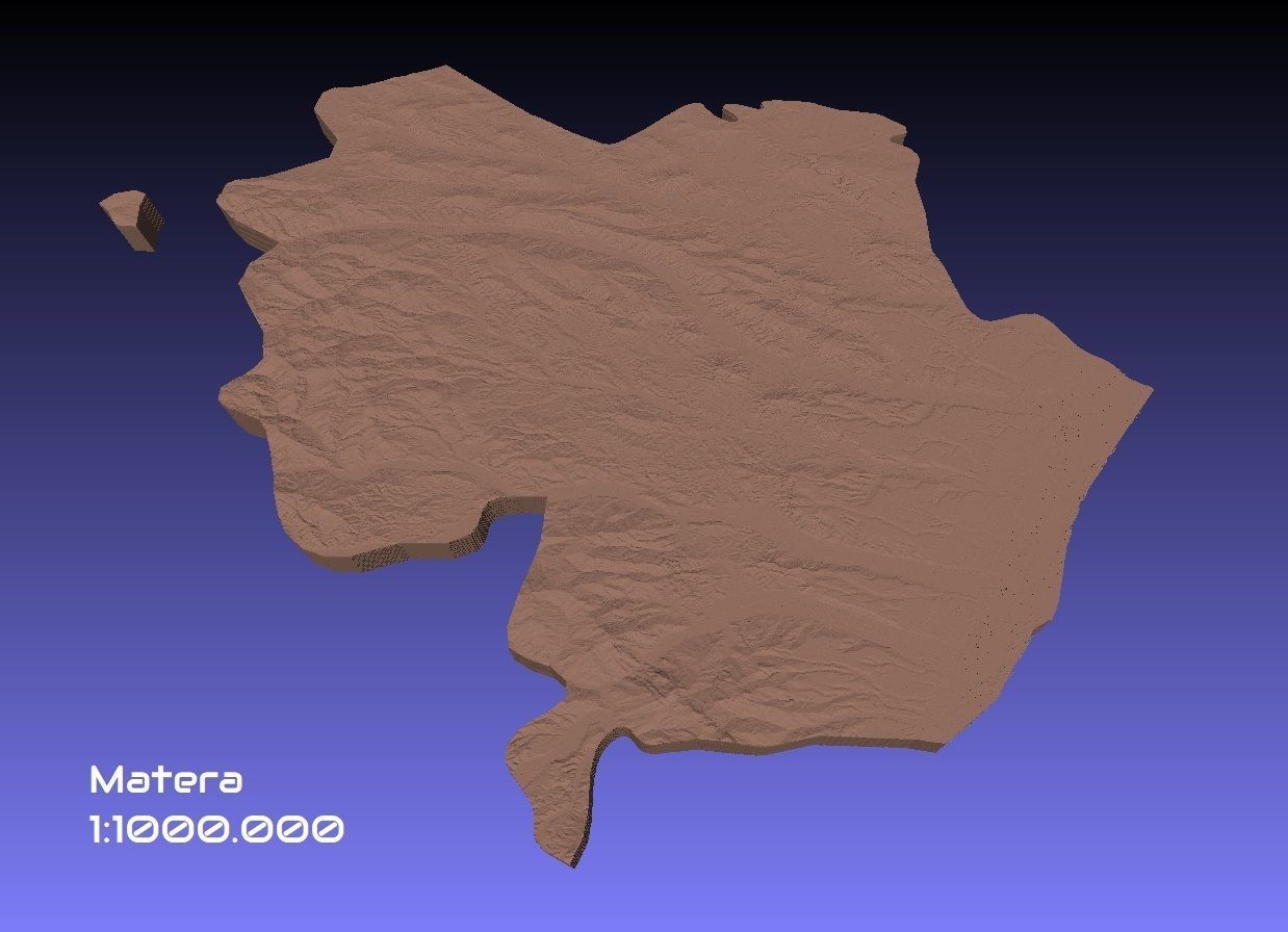 Italy 3D Map of Matera Provice 1 to 1000000 3D print model_1