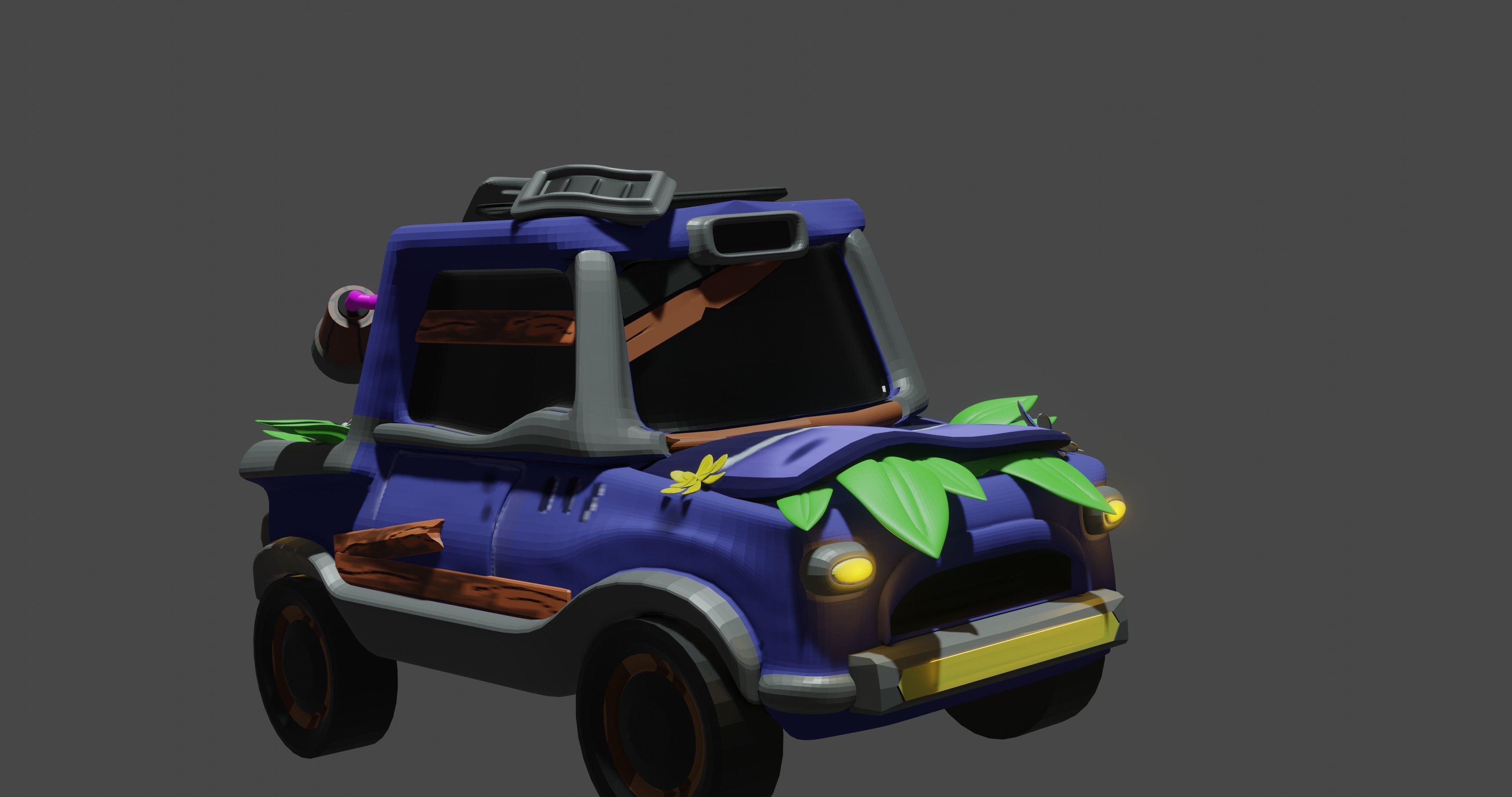 cartoon car  Low-poly 3D model_2