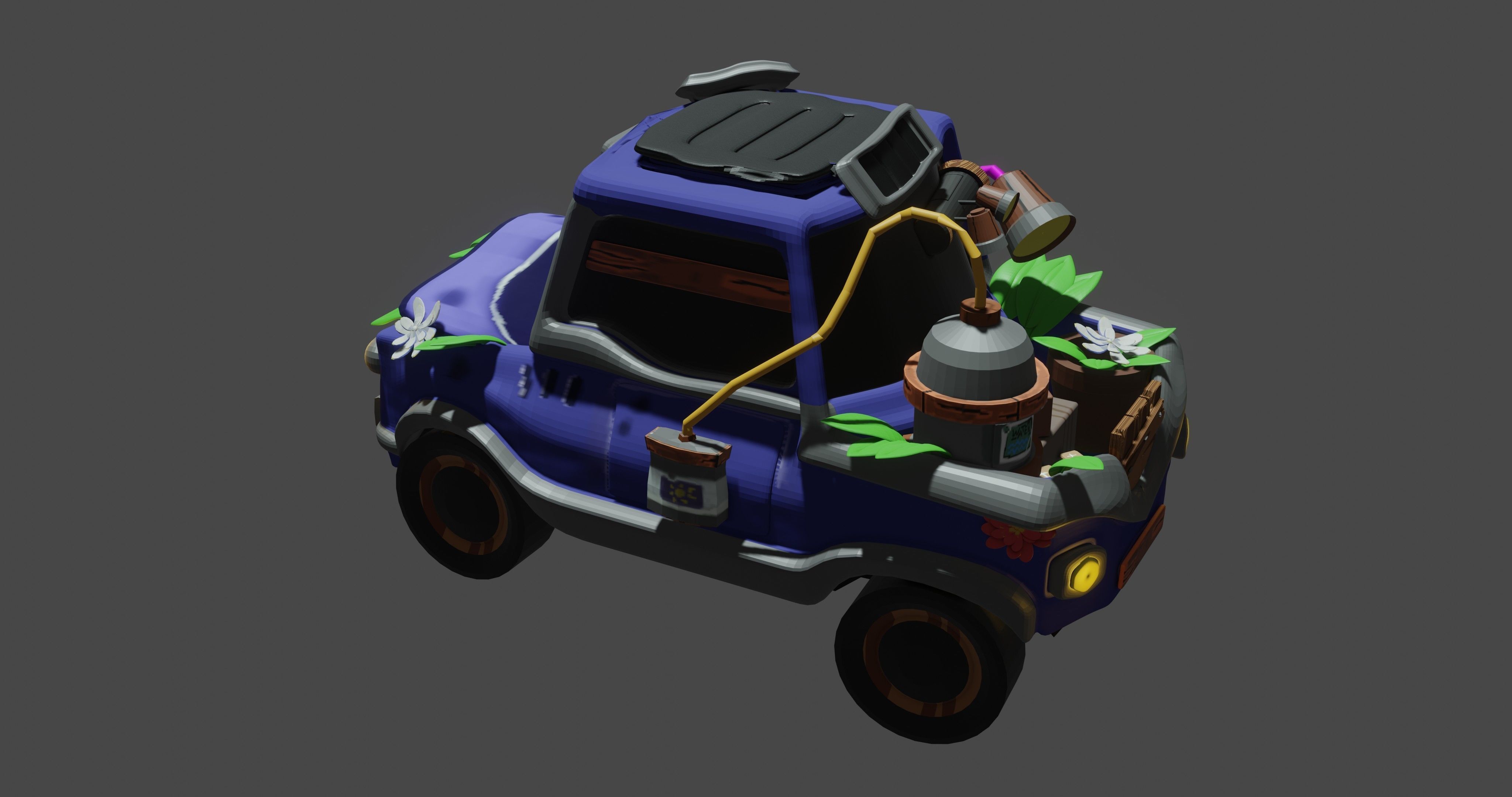 cartoon car  Low-poly 3D model_4
