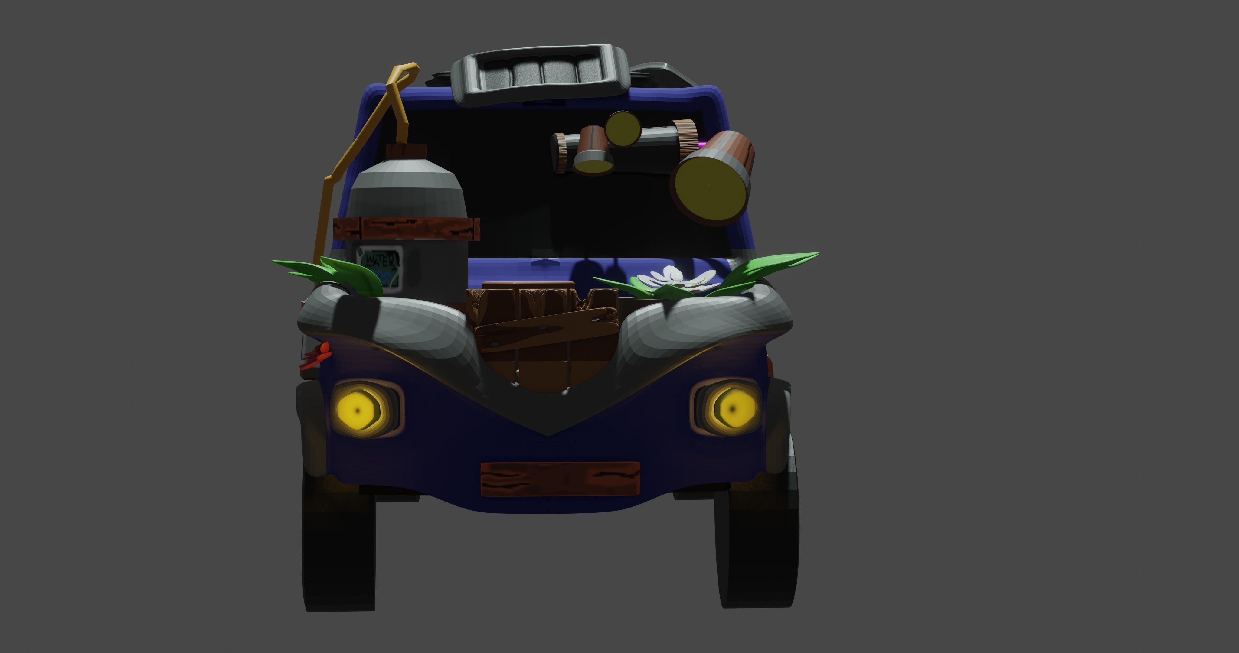 cartoon car  Low-poly 3D model_1