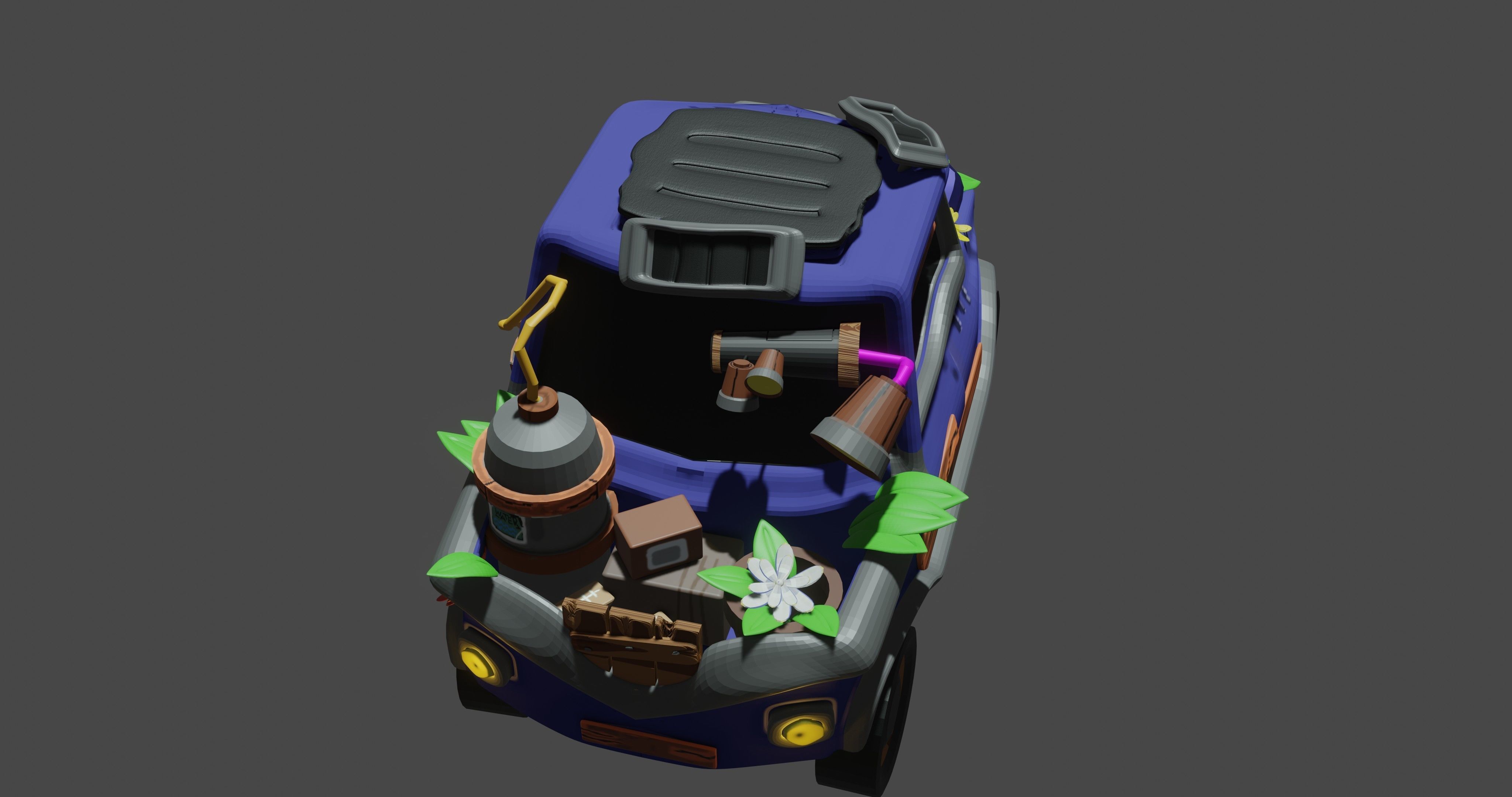 cartoon car  Low-poly 3D model_3