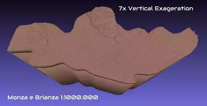Italy 3D Map of Monza e Brianza Provice 1 to 1000000 3D print model