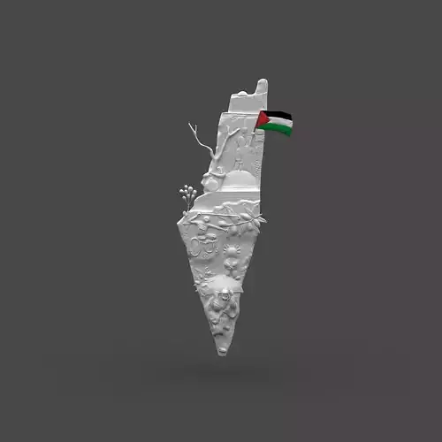 A sculpted map of Palestine for CNC machining 3D print model