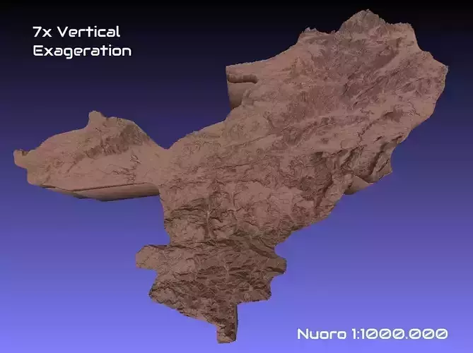 Italy 3D Map of Nuoro Provice 1 to 1000000