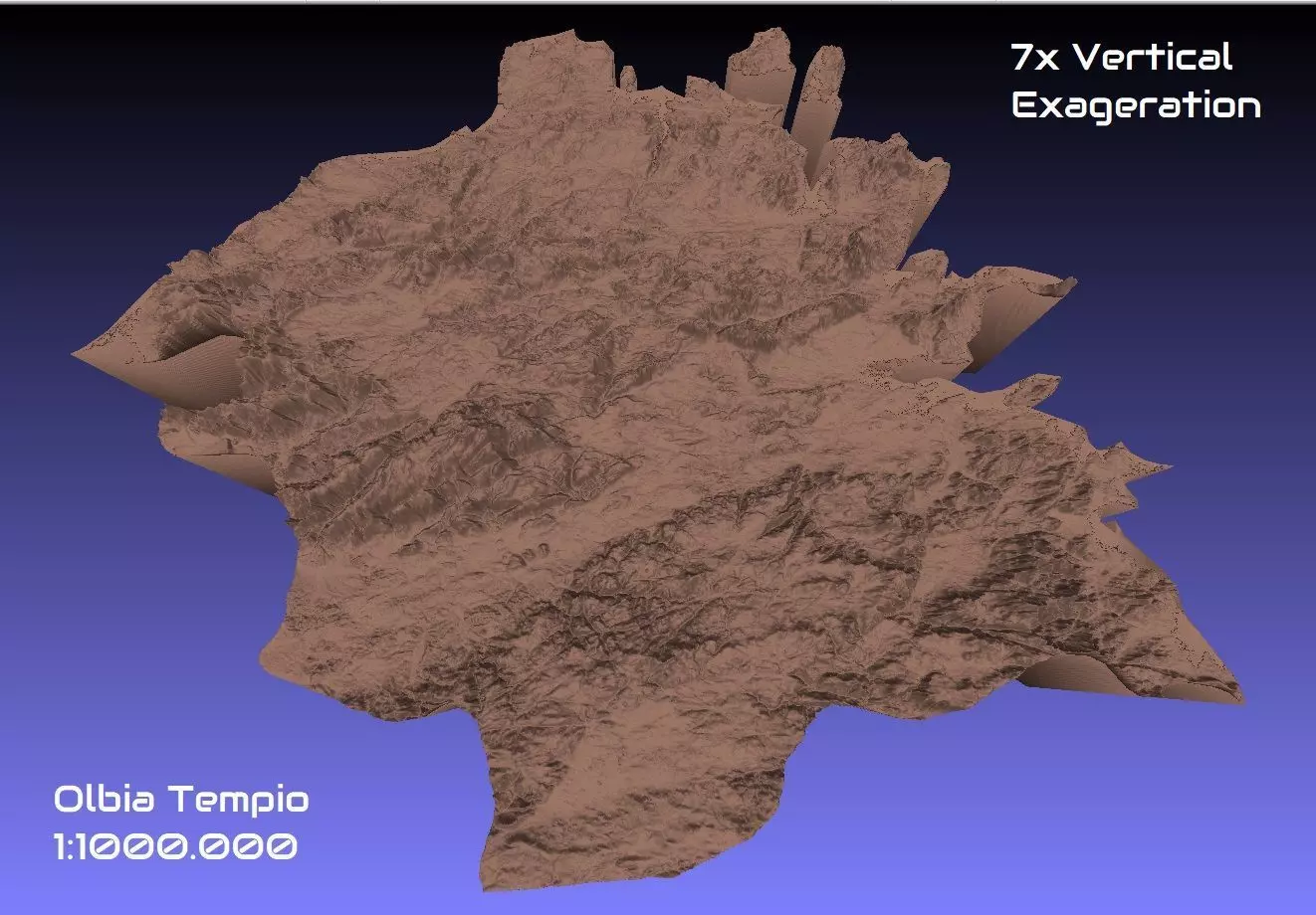 Italy 3D Map of Olbia Tempio Provice 1 to 1000000 3D print model_0