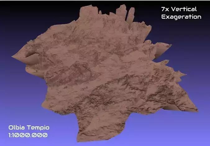 Italy 3D Map of Olbia Tempio Provice 1 to 1000000 3D print model