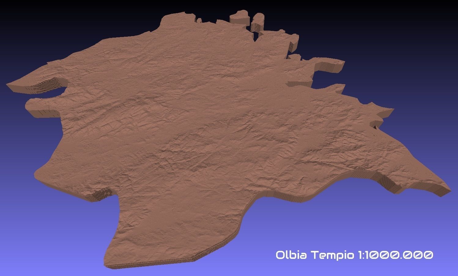 Italy 3D Map of Olbia Tempio Provice 1 to 1000000 3D print model_1