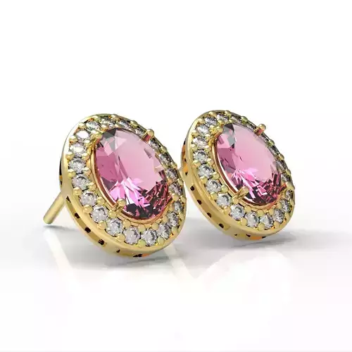 Oval cut Earring with Diamonds Brinco oval com Diamantes 3D print model