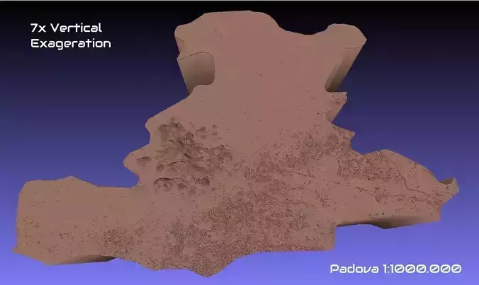 Italy 3D Map of Padova Provice 1 to 1000000