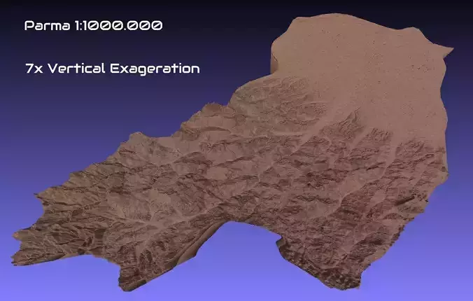 Italy 3D Map of Parma Provice 1 to 1000000
