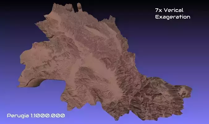 Italy 3D Map of Perugia Provice 1 to 1000000 3D print model
