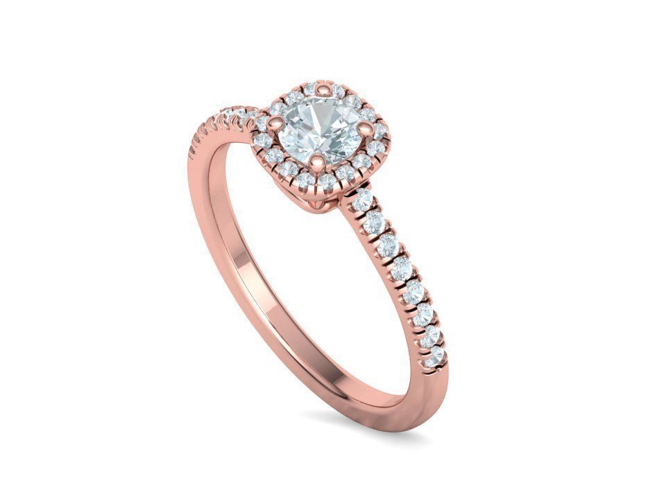 Cushion Halo Engagement Ring 40 pointer diamond 3D model  3D print model_29