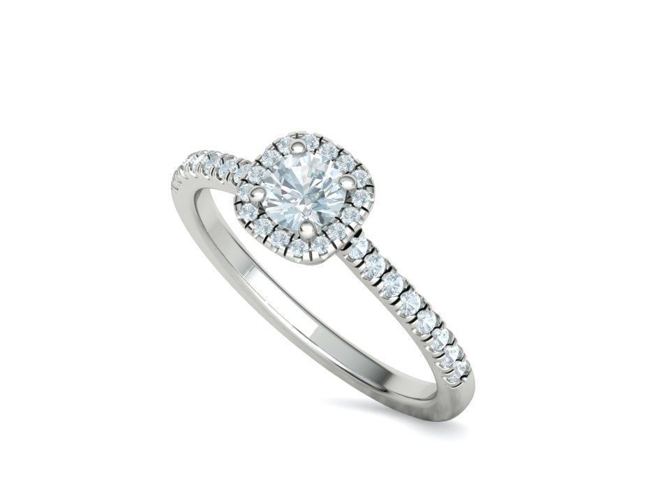 Cushion Halo Engagement Ring 40 pointer diamond 3D model  3D print model_34