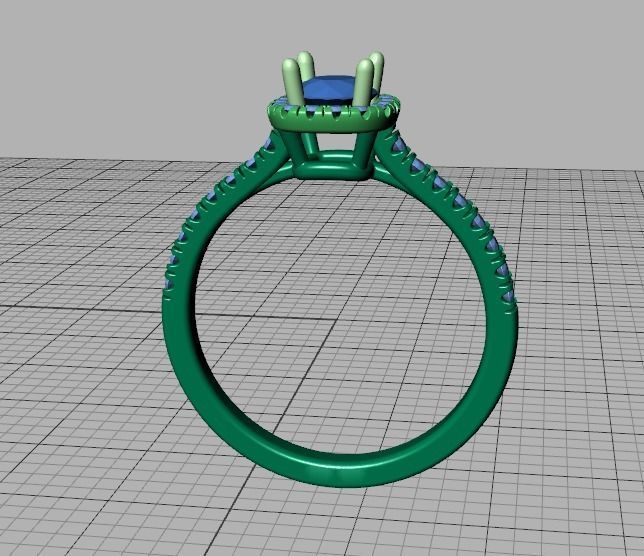 Cushion Halo Engagement Ring 40 pointer diamond 3D model  3D print model_36