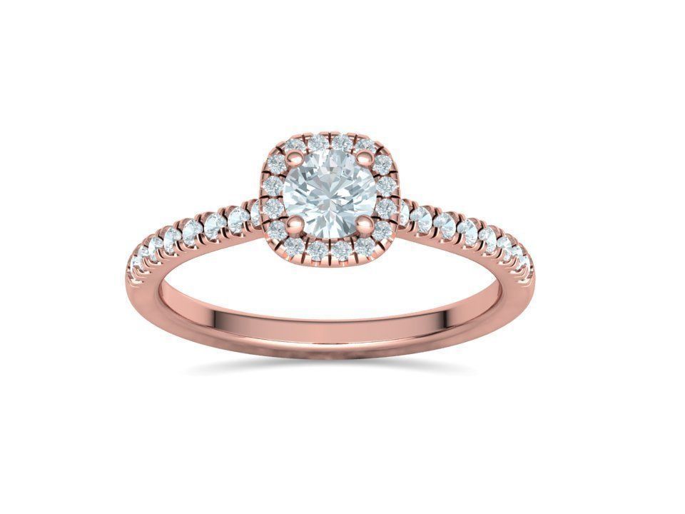 Cushion Halo Engagement Ring 40 pointer diamond 3D model  3D print model_17