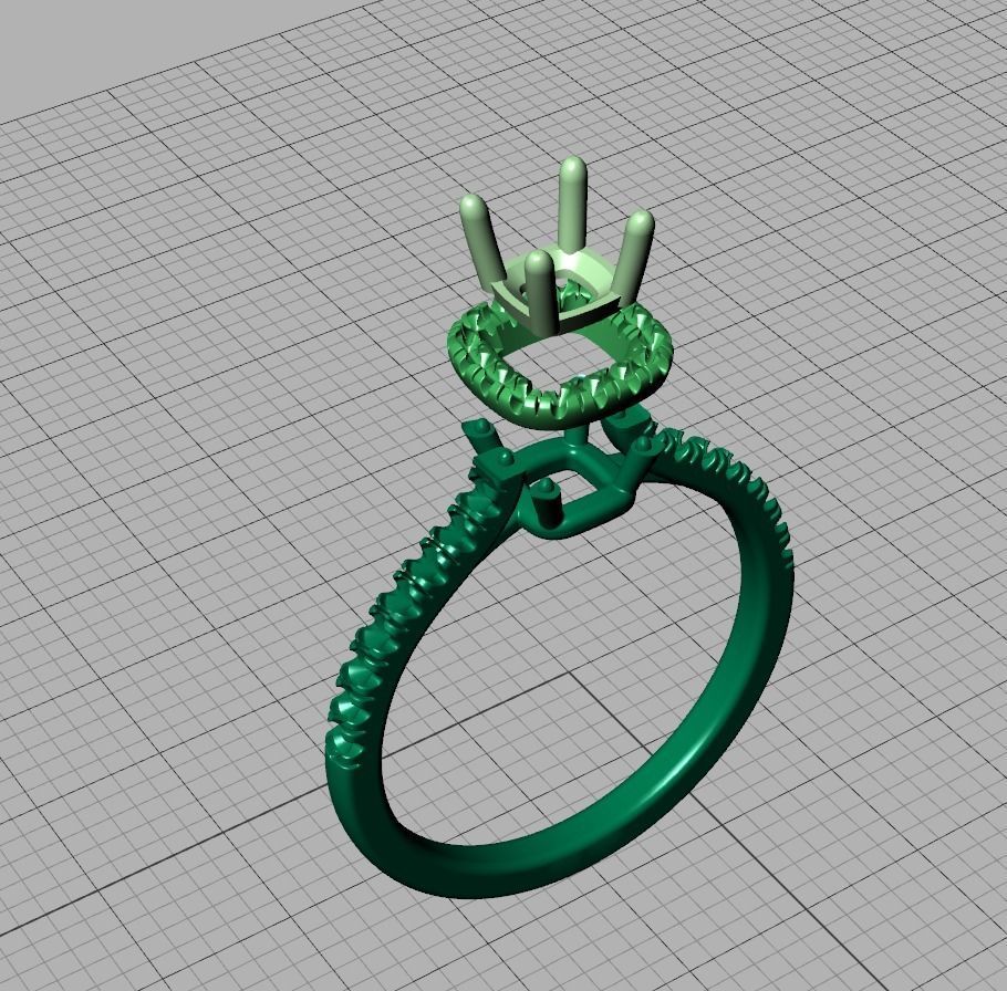 Cushion Halo Engagement Ring 40 pointer diamond 3D model  3D print model_13