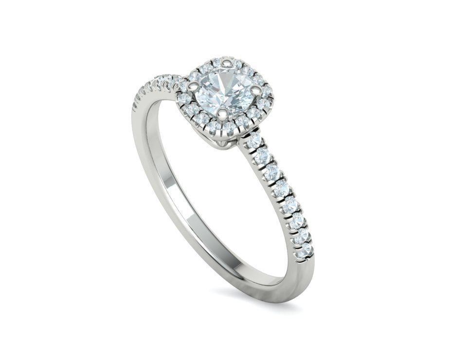 Cushion Halo Engagement Ring 40 pointer diamond 3D model  3D print model_31
