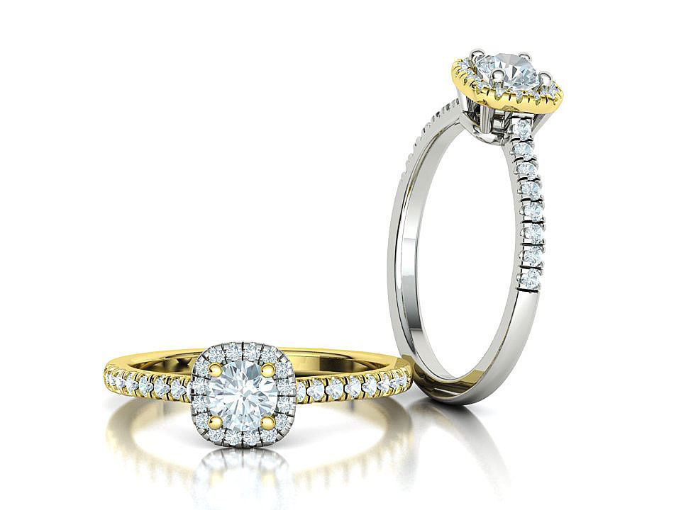 Cushion Halo Engagement Ring 40 pointer diamond 3D model  3D print model_1
