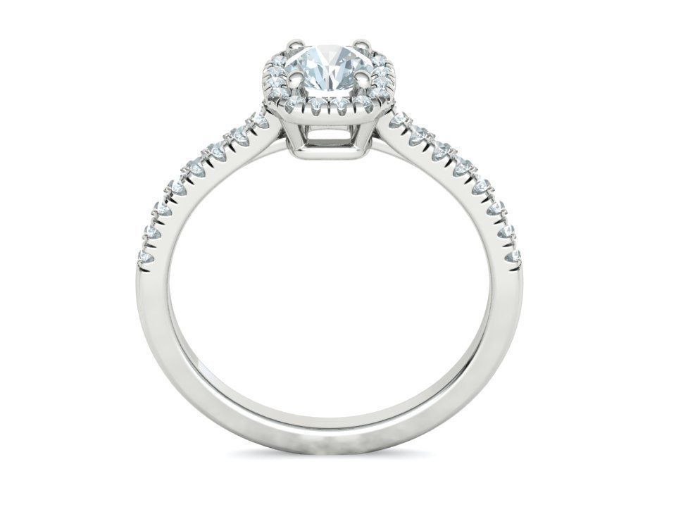 Cushion Halo Engagement Ring 40 pointer diamond 3D model  3D print model_22