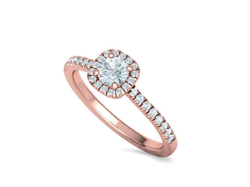 Cushion Halo Engagement Ring 40 pointer diamond 3D model  3D print model_32