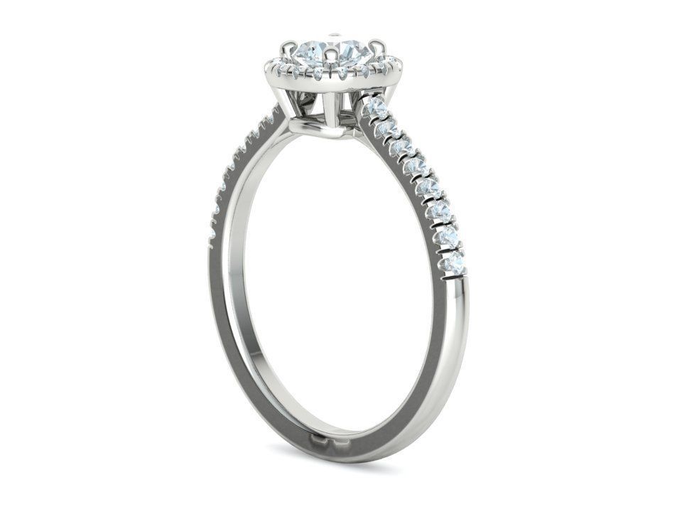 Cushion Halo Engagement Ring 40 pointer diamond 3D model  3D print model_25