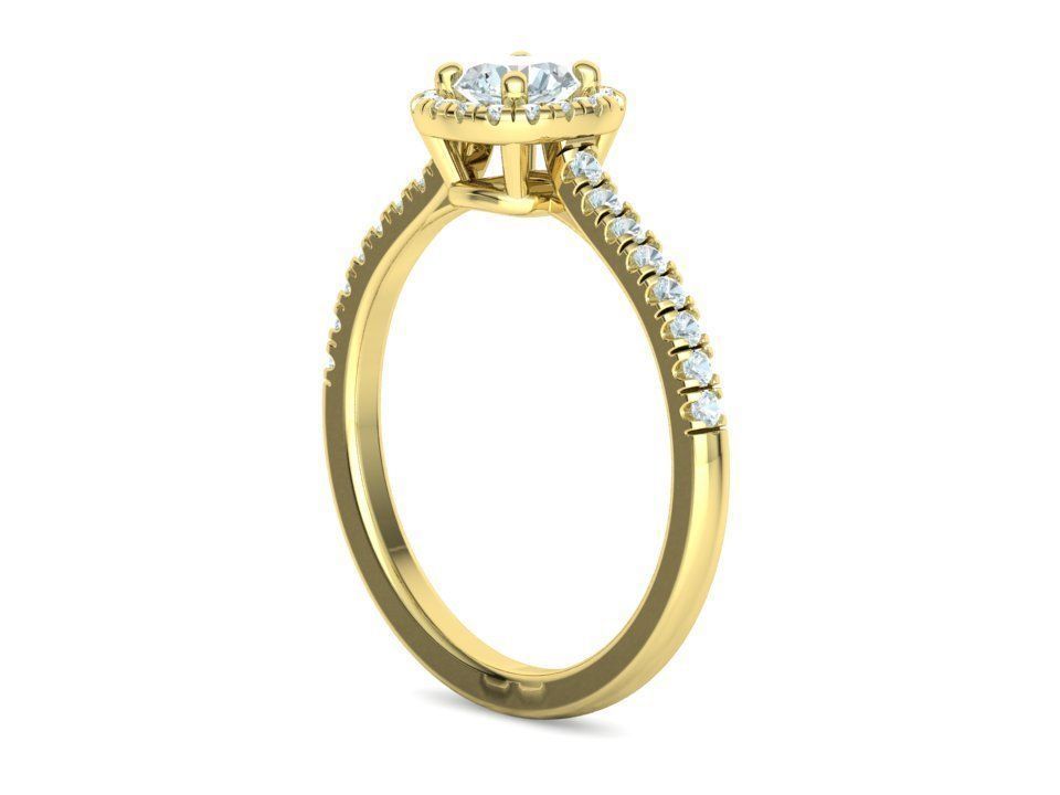 Cushion Halo Engagement Ring 40 pointer diamond 3D model  3D print model_24