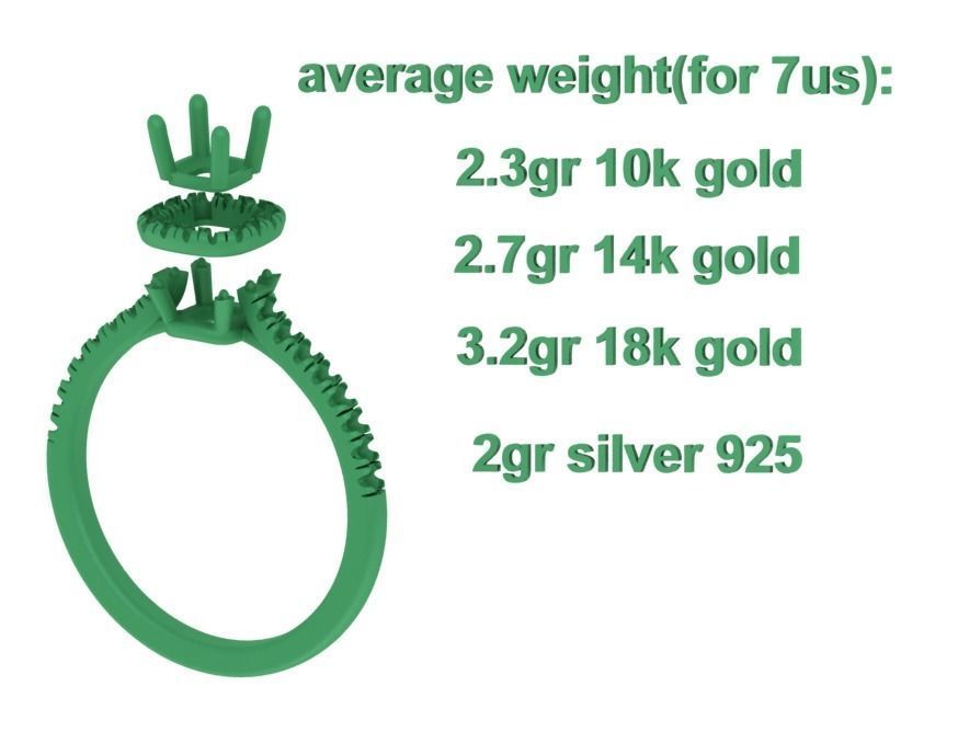 Cushion Halo Engagement Ring 40 pointer diamond 3D model  3D print model_10