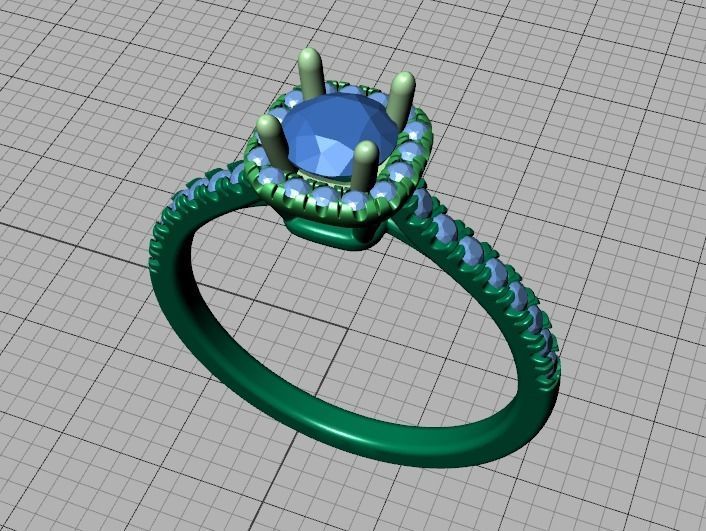 Cushion Halo Engagement Ring 40 pointer diamond 3D model  3D print model_41