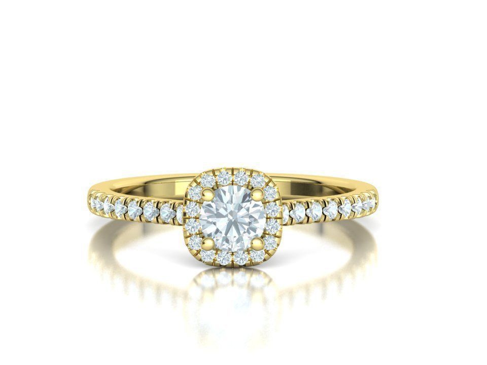 Cushion Halo Engagement Ring 40 pointer diamond 3D model  3D print model_15