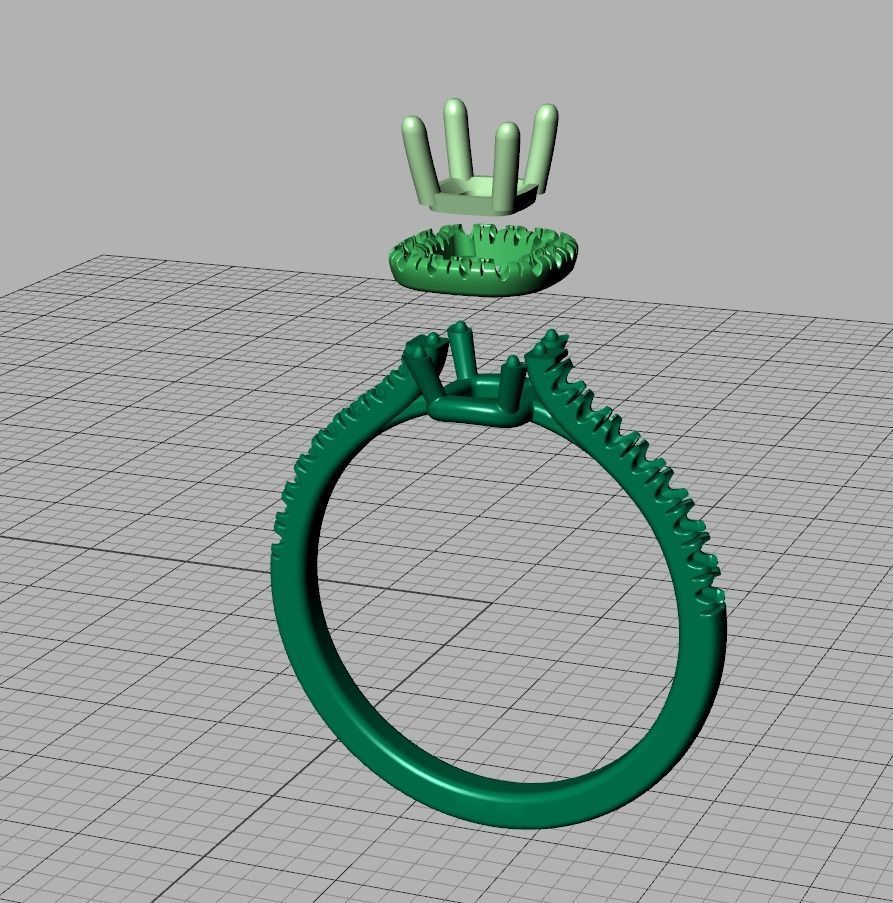 Cushion Halo Engagement Ring 40 pointer diamond 3D model  3D print model_35