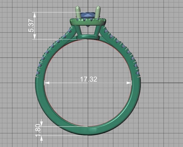Cushion Halo Engagement Ring 40 pointer diamond 3D model  3D print model_39