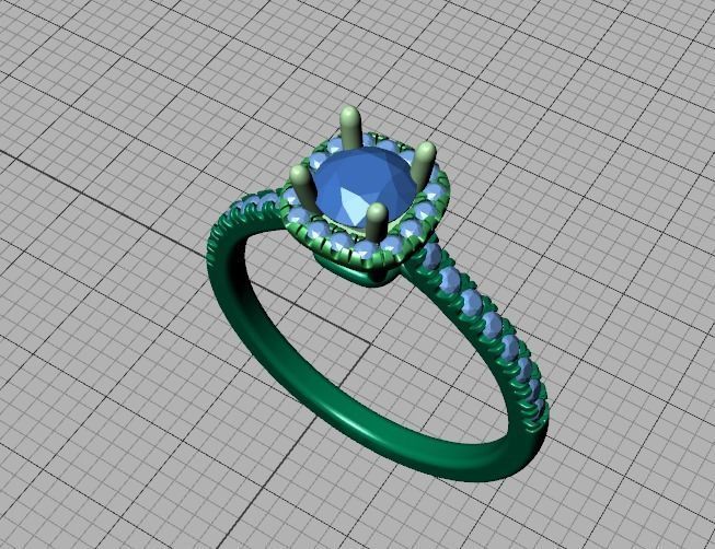 Cushion Halo Engagement Ring 40 pointer diamond 3D model  3D print model_37