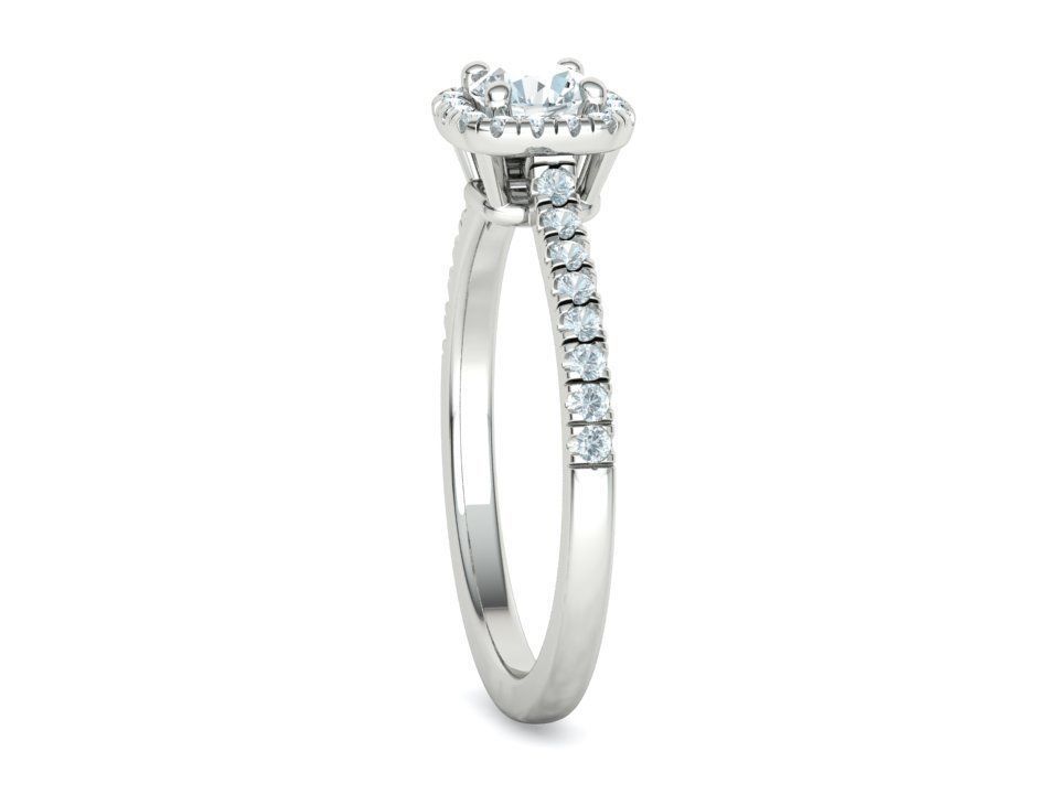 Cushion Halo Engagement Ring 40 pointer diamond 3D model  3D print model_28