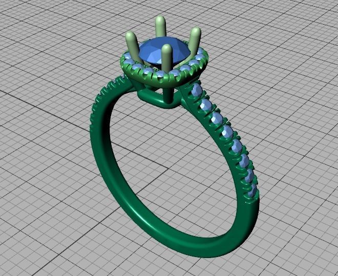 Cushion Halo Engagement Ring 40 pointer diamond 3D model  3D print model_42