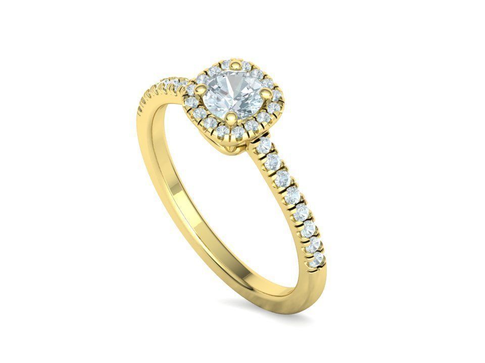 Cushion Halo Engagement Ring 40 pointer diamond 3D model  3D print model_30