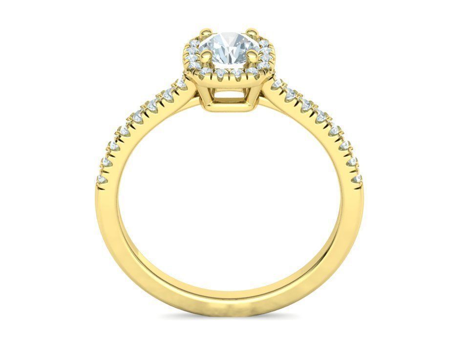 Cushion Halo Engagement Ring 40 pointer diamond 3D model  3D print model_21