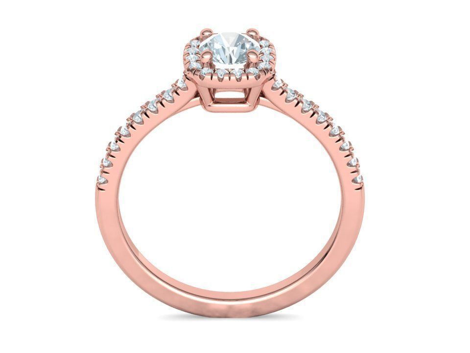 Cushion Halo Engagement Ring 40 pointer diamond 3D model  3D print model_20