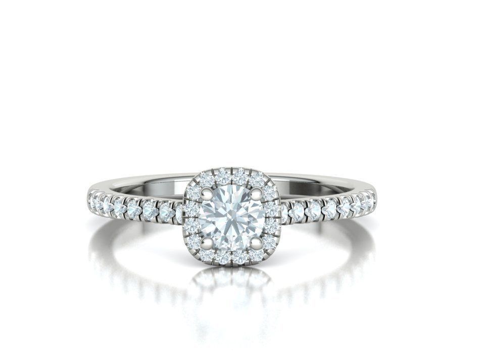 Cushion Halo Engagement Ring 40 pointer diamond 3D model  3D print model_16