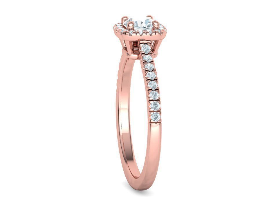 Cushion Halo Engagement Ring 40 pointer diamond 3D model  3D print model_26