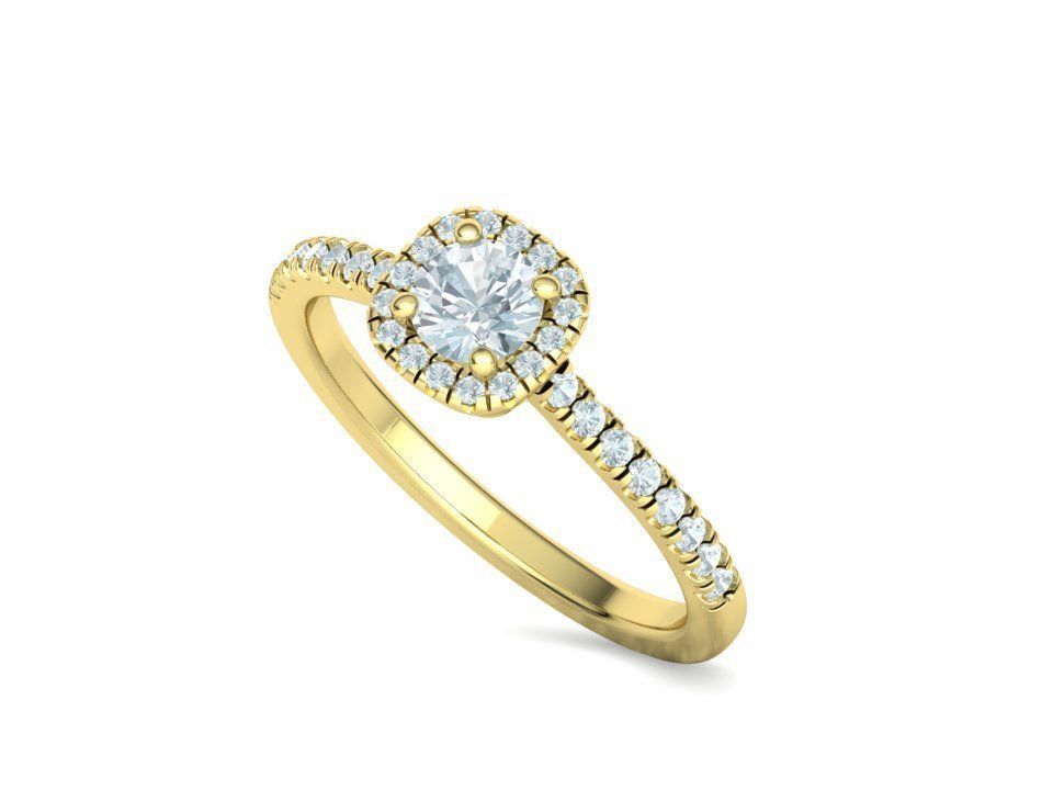 Cushion Halo Engagement Ring 40 pointer diamond 3D model  3D print model_33