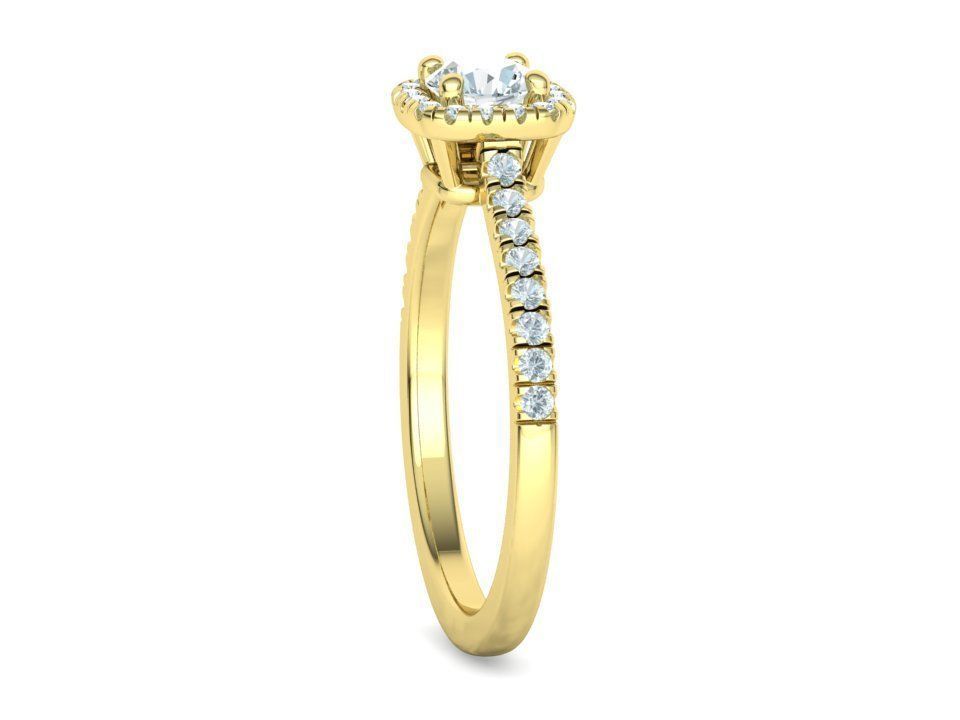 Cushion Halo Engagement Ring 40 pointer diamond 3D model  3D print model_27