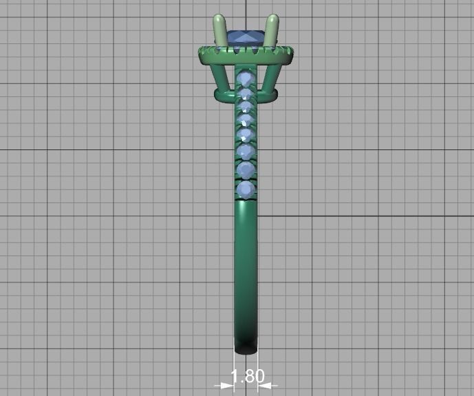 Cushion Halo Engagement Ring 40 pointer diamond 3D model  3D print model_40