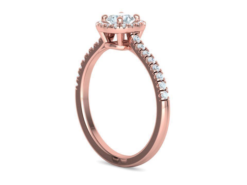 Cushion Halo Engagement Ring 40 pointer diamond 3D model  3D print model_23