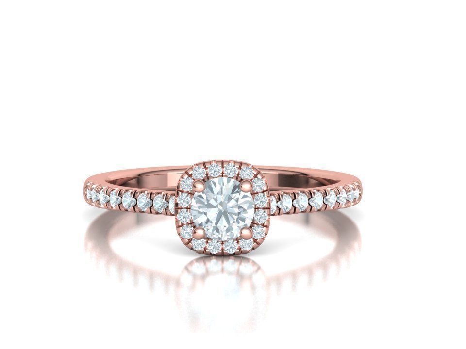 Cushion Halo Engagement Ring 40 pointer diamond 3D model  3D print model_14