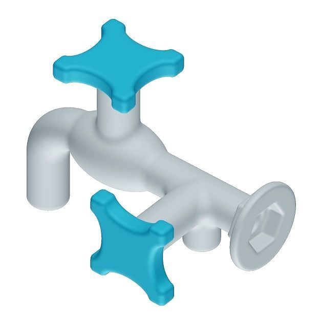 Plastic Two Way Faucet 3D model_3