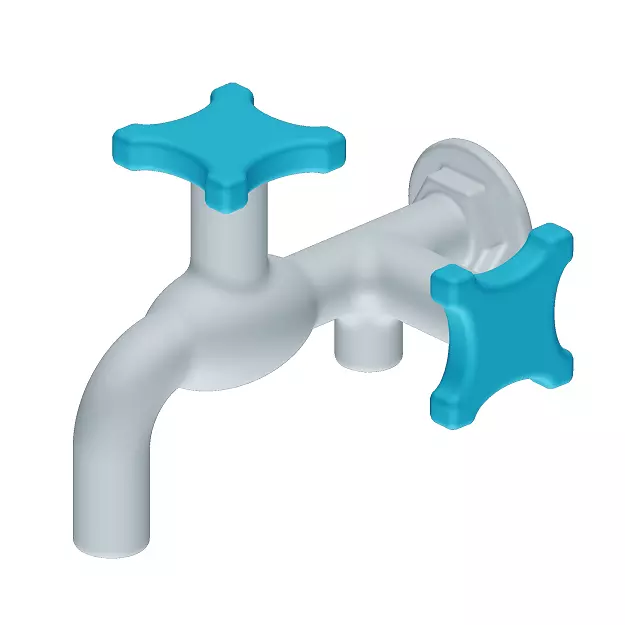 Plastic Two Way Faucet 3D model_0