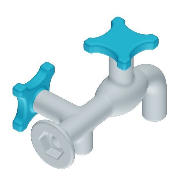 Plastic Two Way Faucet 3D model_2