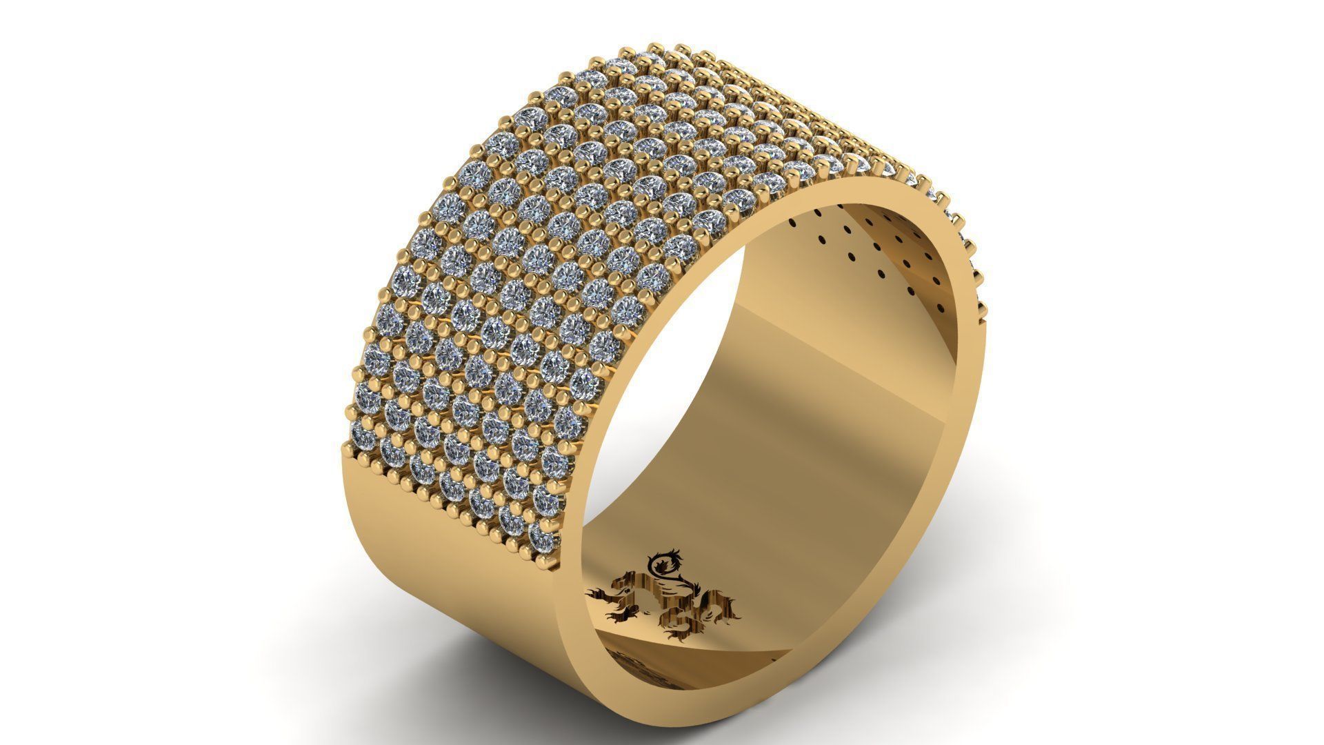 anel largo cravejado griffy 3D print model_1