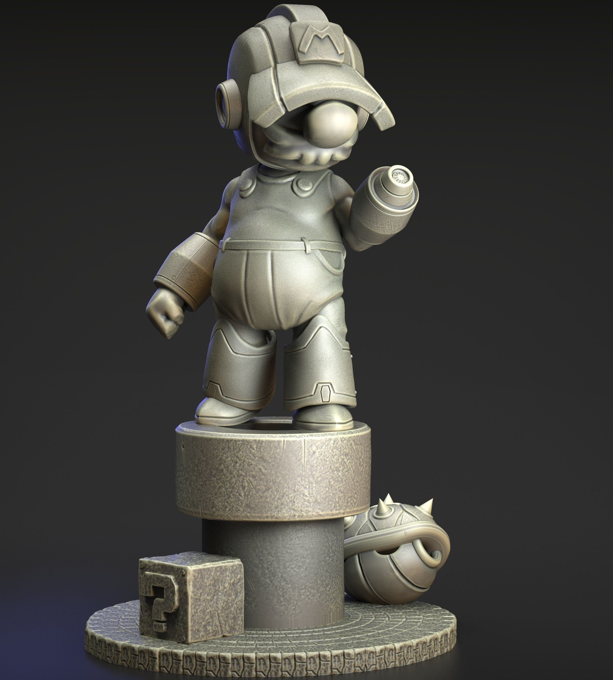 super mario bros megaman fan art 3D print model_4